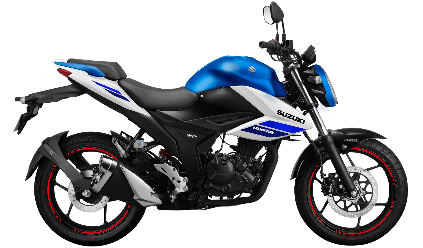 Gixxer FI ABS blanca y azul